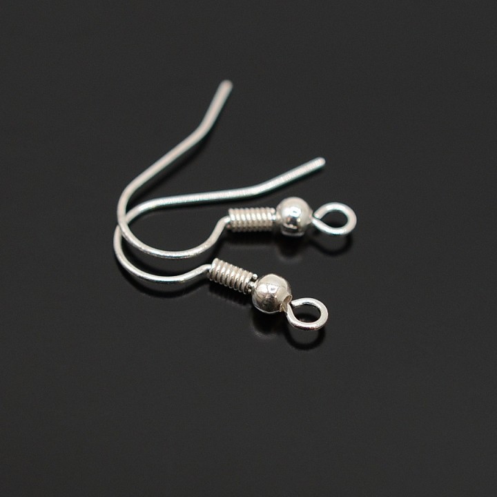 Hook earrings with spiral and ball, 1 pair