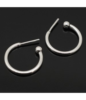 Hoop stud earrings, Zamak silver plated