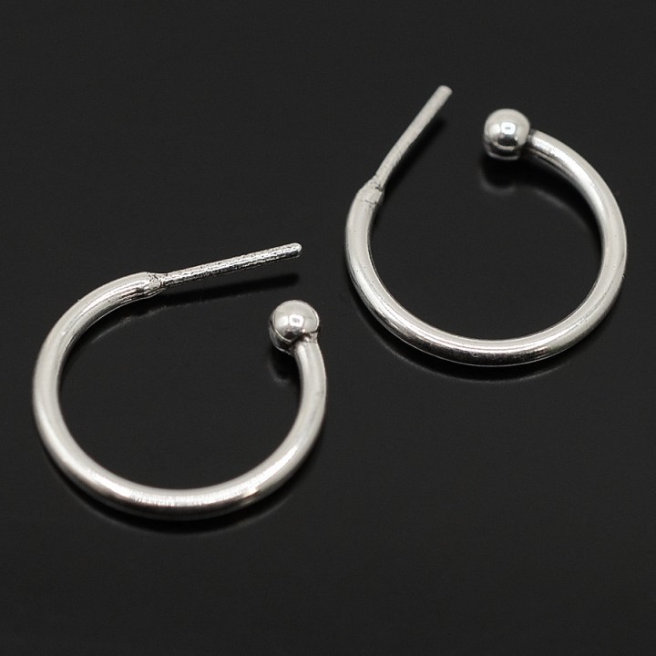 Hoop stud earrings, Zamak silver plated