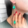 Desigual earrings with flat crystal, green color