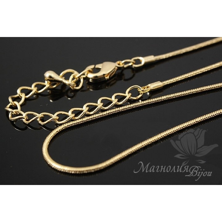 Finished chain Snake 1mm, 16k gold plated