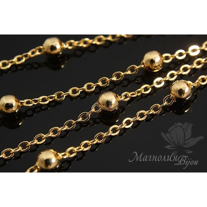 Saturno chain with ball 3.5mm 50cm, 16k gold plated