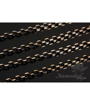 Chain "Gold on black" 50cm, 16 carat gold plated