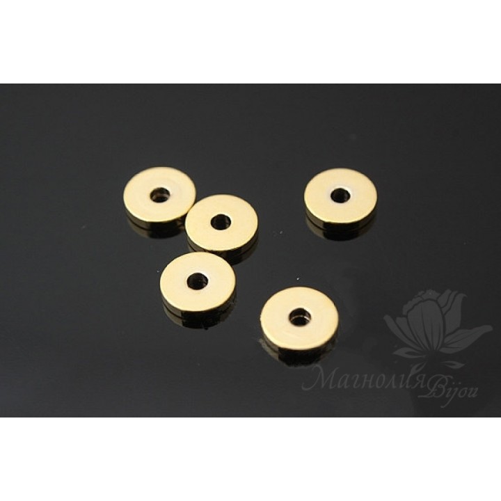 5mm Metal Rondell Beads 14k gold plated, 5 pieces