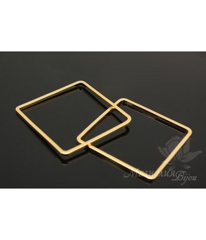 Bead Square thin 25mm, 16K gold plated