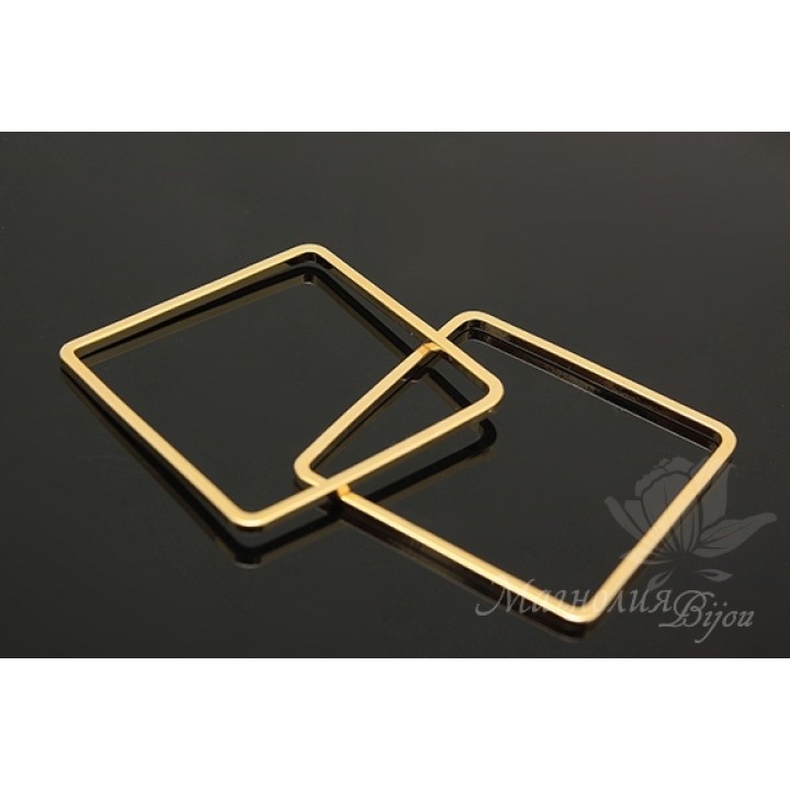 Bead Square thin 25mm, 16K gold plated