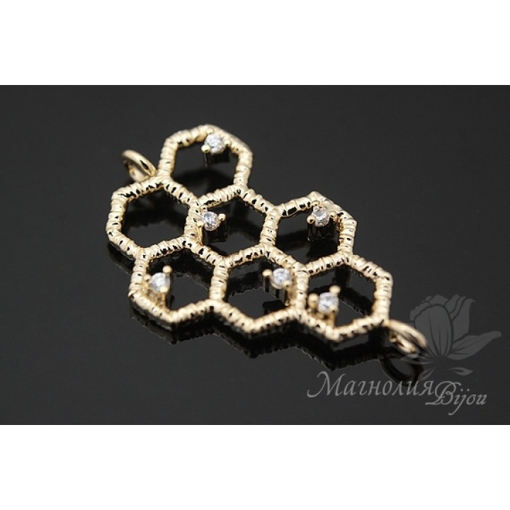 Honeycomb connector, 14k gold plated