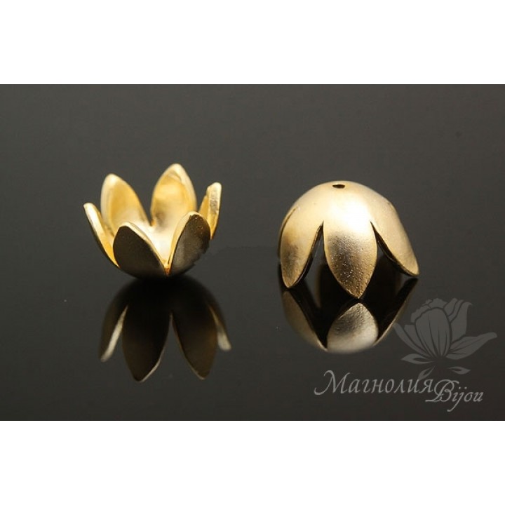 Cap for beads "Lily of the valley", 14 carat gold plated