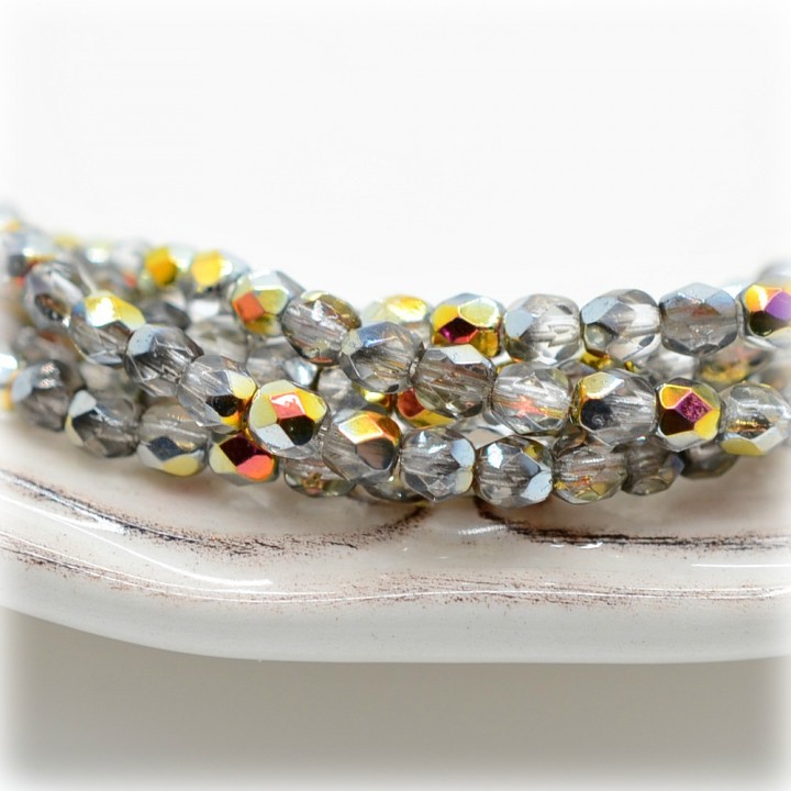 Czech faceted beads Crystal Marea 4mm, 20 pieces