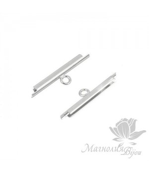 Концевик-слайдер Miyuki для бисерного полотна 20мм, 2 шт. родиевое покрытие