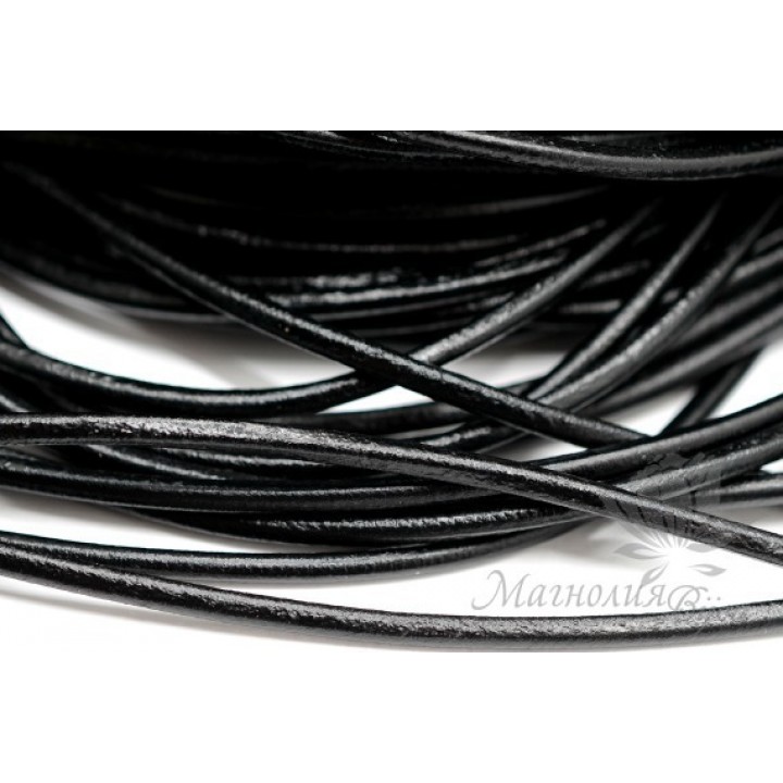 Leather cord 3mm, black, 1m