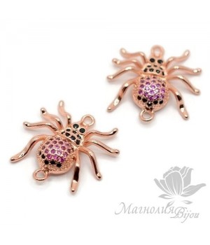 Connector "Spider" with colored cubic zirkonia, rose gold