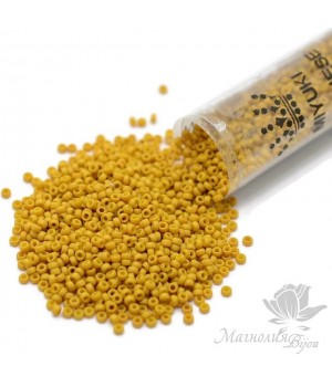 Rocalla Miyuki 1233 15/0 Matte Opaque Mustard, tubo de 8.2 gramos