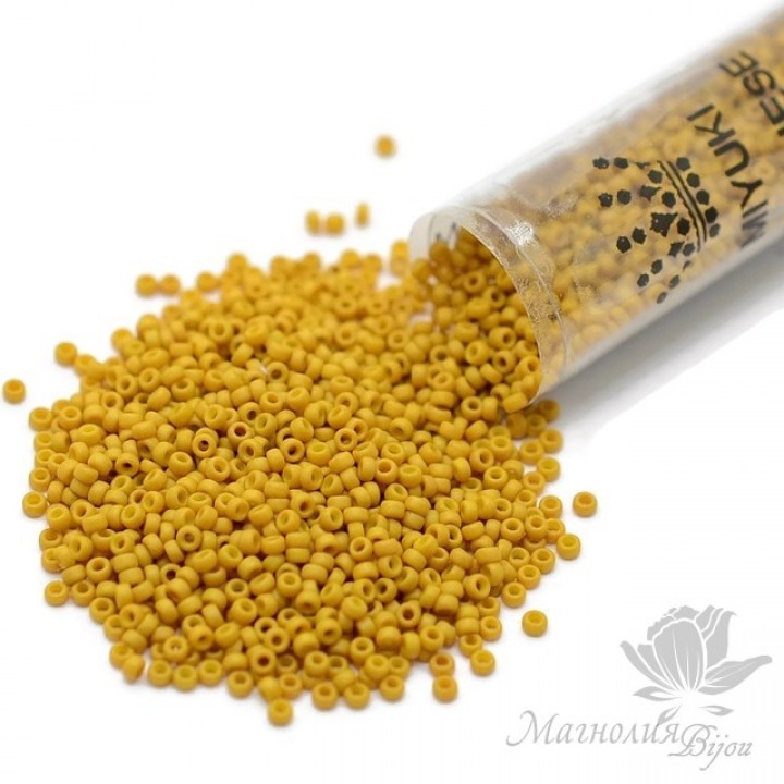 Round beads 1233 15/0 Matte Opaque Mustard, tube 8.2 grams