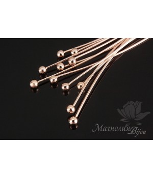 Pins with ball 50:0,5mm rose gold, 10 pieces