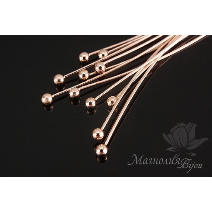 Pins with ball 50:0,5mm rose gold, 10 pieces