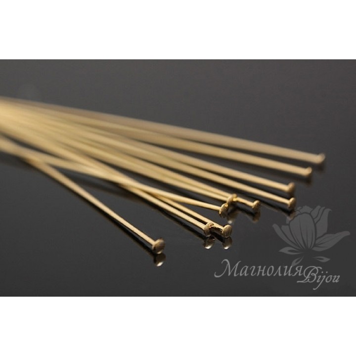 Head pins 50mm 16k gold plated, 10 pieces