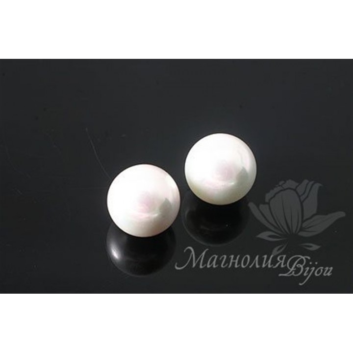 Cuentas de perla de concha 8mm semi-perforadas, color blanco