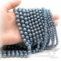 Mallorca pearls 8mm faceted matte steel blue, 10 pieces