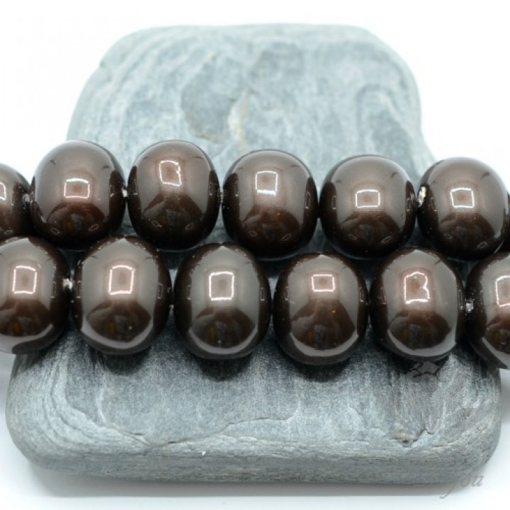 PEARL Mallorca, bob shape 13mm : 15mm, dark chocolate