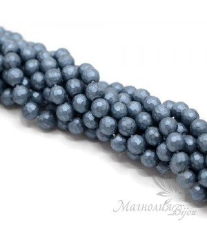 PEARL Mallorca, faceted 6mm, color "steel blue", full strand