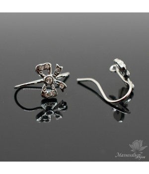 Earrings "Bows", rhodium plated