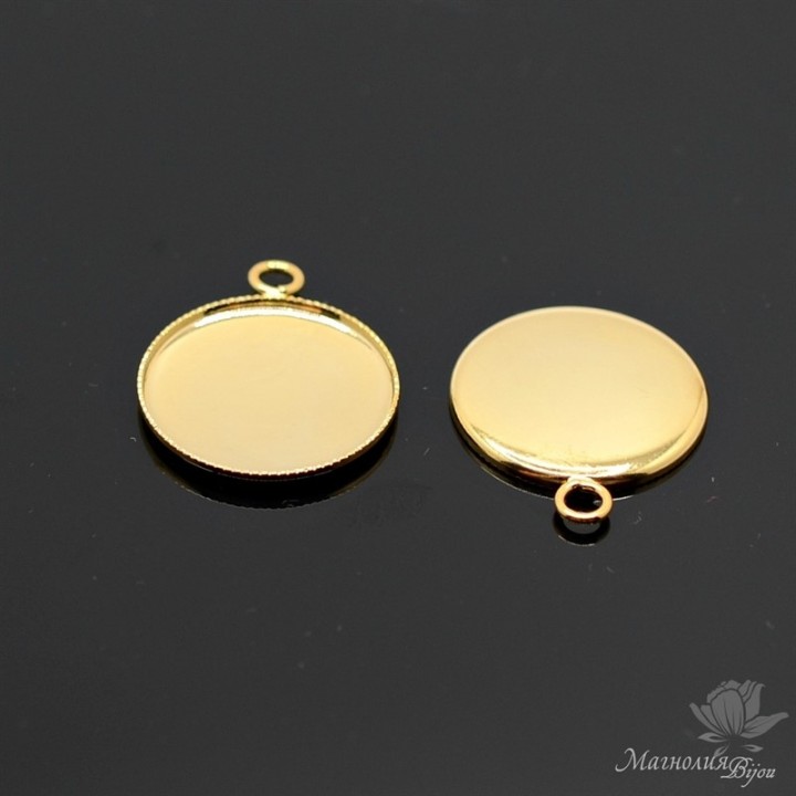Medallion (setting) 19.5mm, 18 carat gold plated