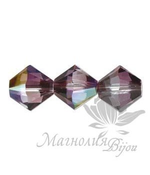 Swarovski bicones 4mm Lilac Shadow, 20 pieces