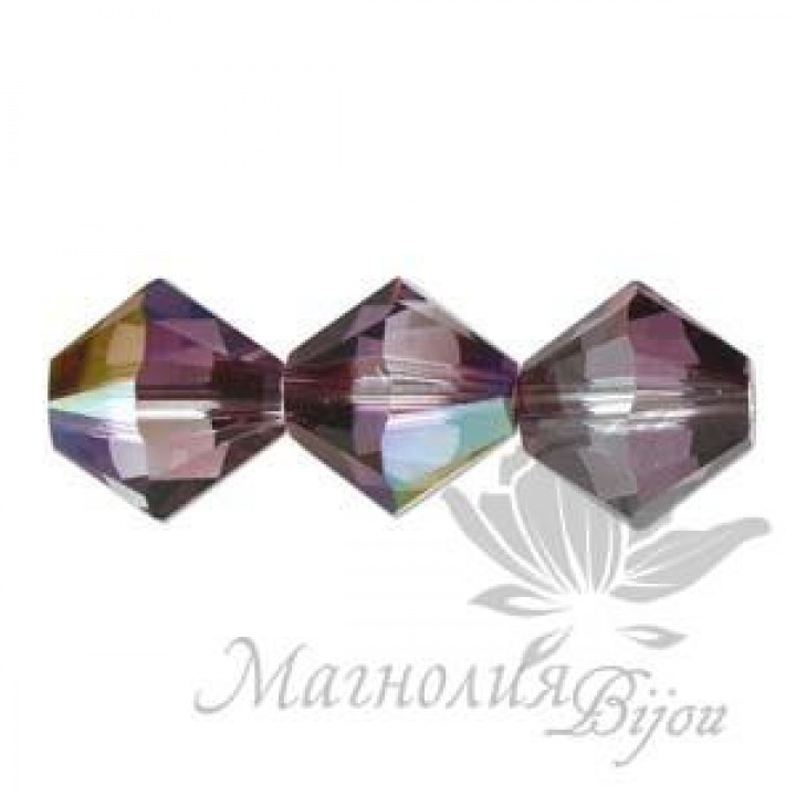 Swarovski bicones 4mm Lilac Shadow, 20 pieces