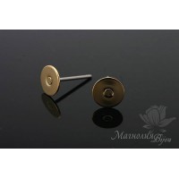 Pendientes palillo con base plana de 6mm, baño de oro de 16K