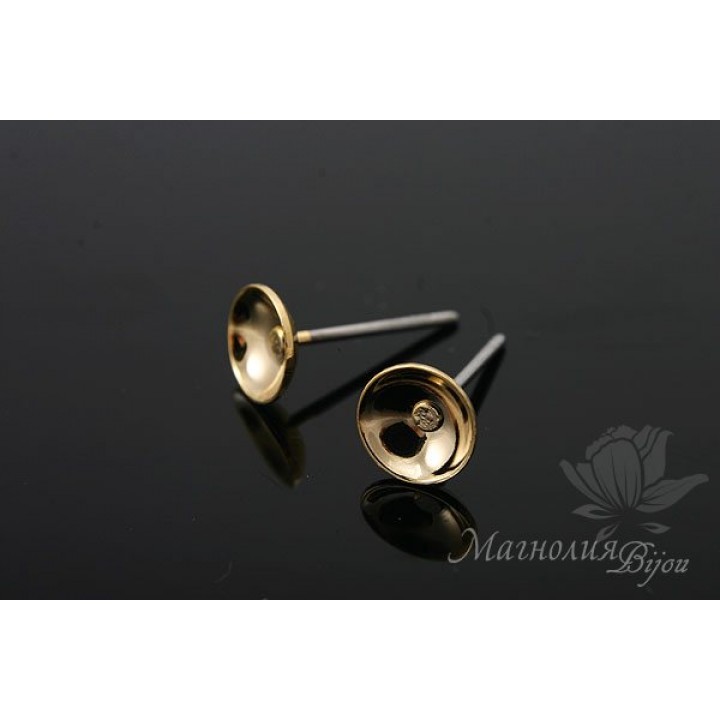 Studs Cup 6mm, 16 carat gold plated