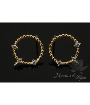 Studs Rings with cubic zirkonia, 14 carat gold plated