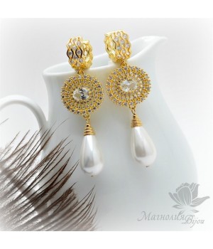 Earrings "Luxury", 14 carat gold plated