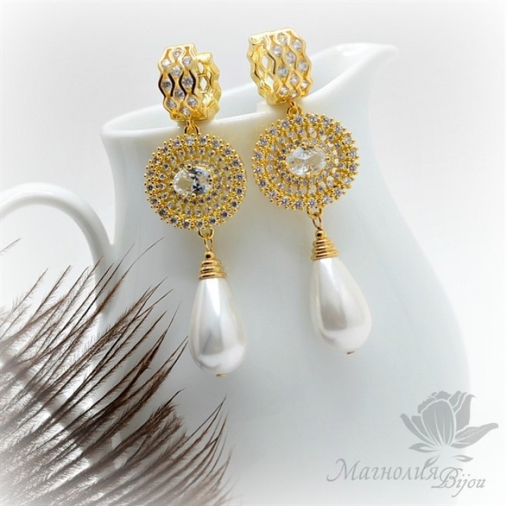 Earrings "Luxury", 14 carat gold plated