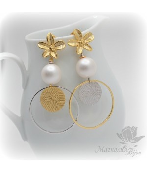 EARRINGS with matte Mallorca pearls, gold plated and rhodium plated
