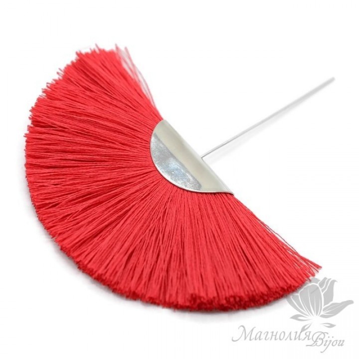 Silk fan brush "RED" with pin (rhodium plated)