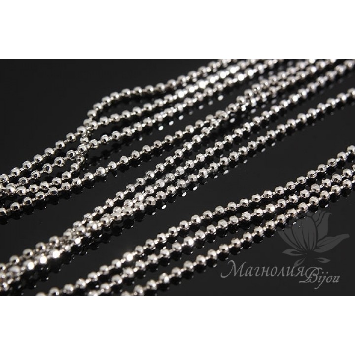 Ball chain 50cm, 925 sterling silver + rhodium plated