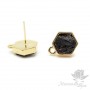 Black agate druze studs, 18k gold plated