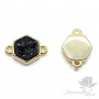 Connector with druze agate hex black, 18k gold plated