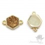 Connector with druse agate hexagonal gold, gilding 18 carat