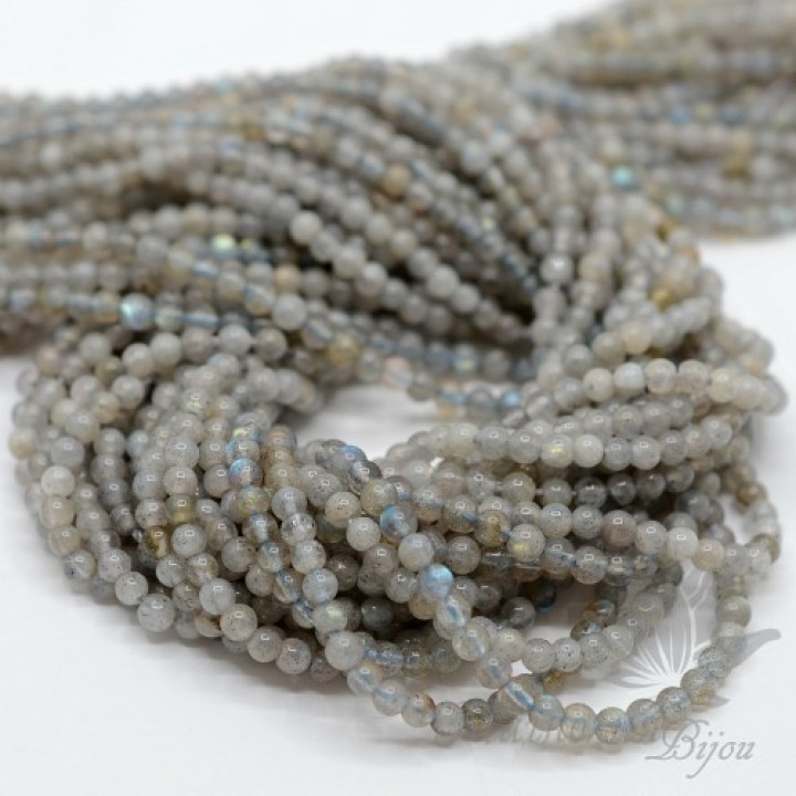 3mm Natural Labrador Round Beads, 1 strand 40cm